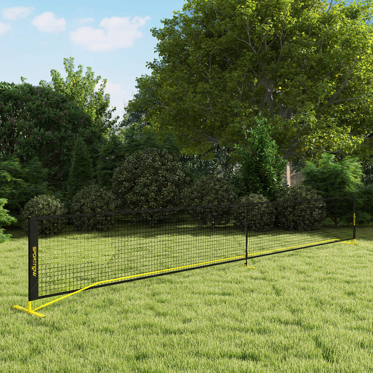 Pickleball-Netz 6,7 m Tragbar mit Tragetasche Metallrahmen Gelb
