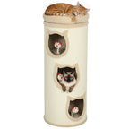 Katzenkratzfass, 96 cm, 4-Ebenen-Katzenturm mit waschbarem Bett, 3 Schlafhöhlen, Hängespielzeug, für mehrere Katzen Grau