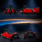 Elektrisches Go-Kart für Kinder, Gummiräder, 3-8 km/h, mit Lichtern und Musikfunktion, Rot