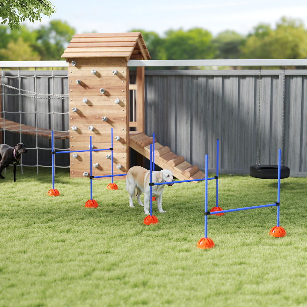 4-teiliges Hunde-Agility-Set mit 4 Hürden und Tragetasche für das Sprungtraining, Blau