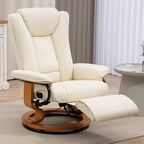 Relaxsessel mit Liegefunktion, drehbar, bis 150 kg, Kunstlederbezug, Stahlrahmen, Cremewei?