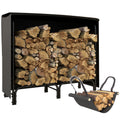 Feuerholzgestell, 0,33 m³, mit Tragetasche & Abdeckung, Metallrahmen, bis 150 kg, 120 x 36 x 99 cm, Schwarz