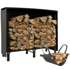 Feuerholzgestell, 0,33 m³, mit Tragetasche & Abdeckung, Metallrahmen, bis 150 kg, 120 x 36 x 99 cm, Schwarz