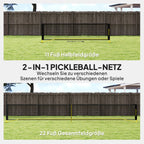 Pickleball-Netz 6,7 m Tragbar mit Tragetasche Metallrahmen Gelb