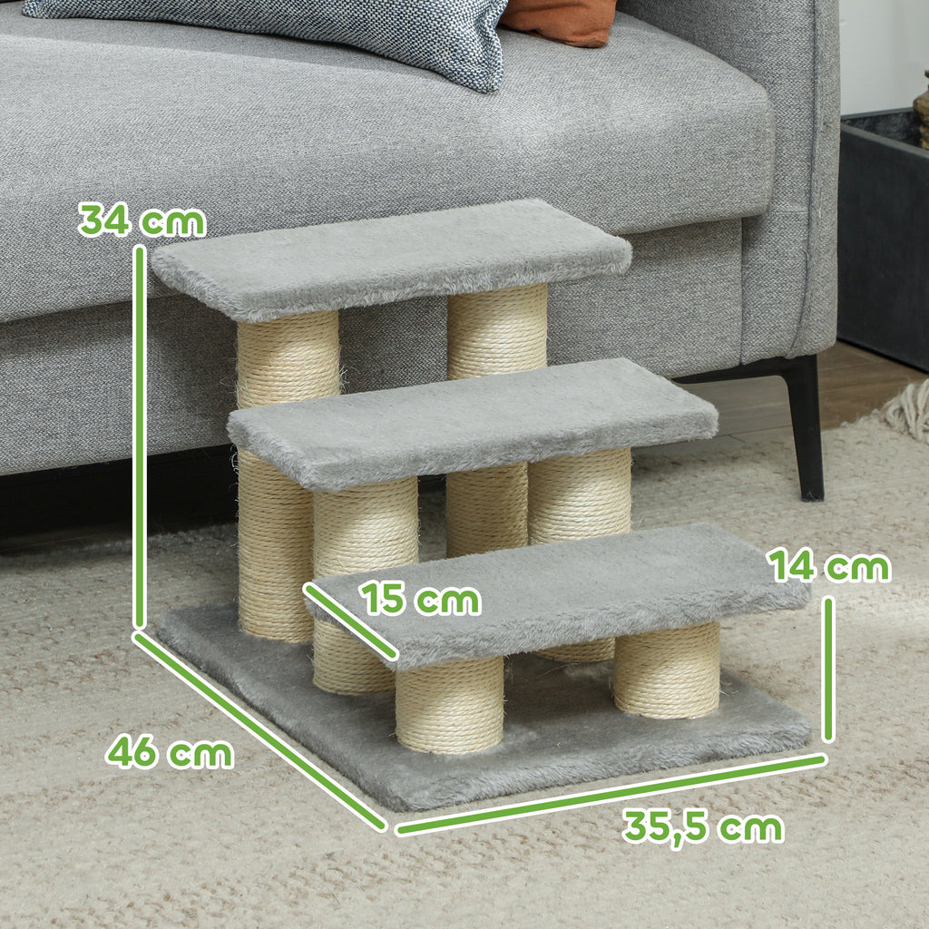 Pet Stairs 3-step Pet Ladder Cat dog Stairs Climb Ladder Cat Tree, Grey