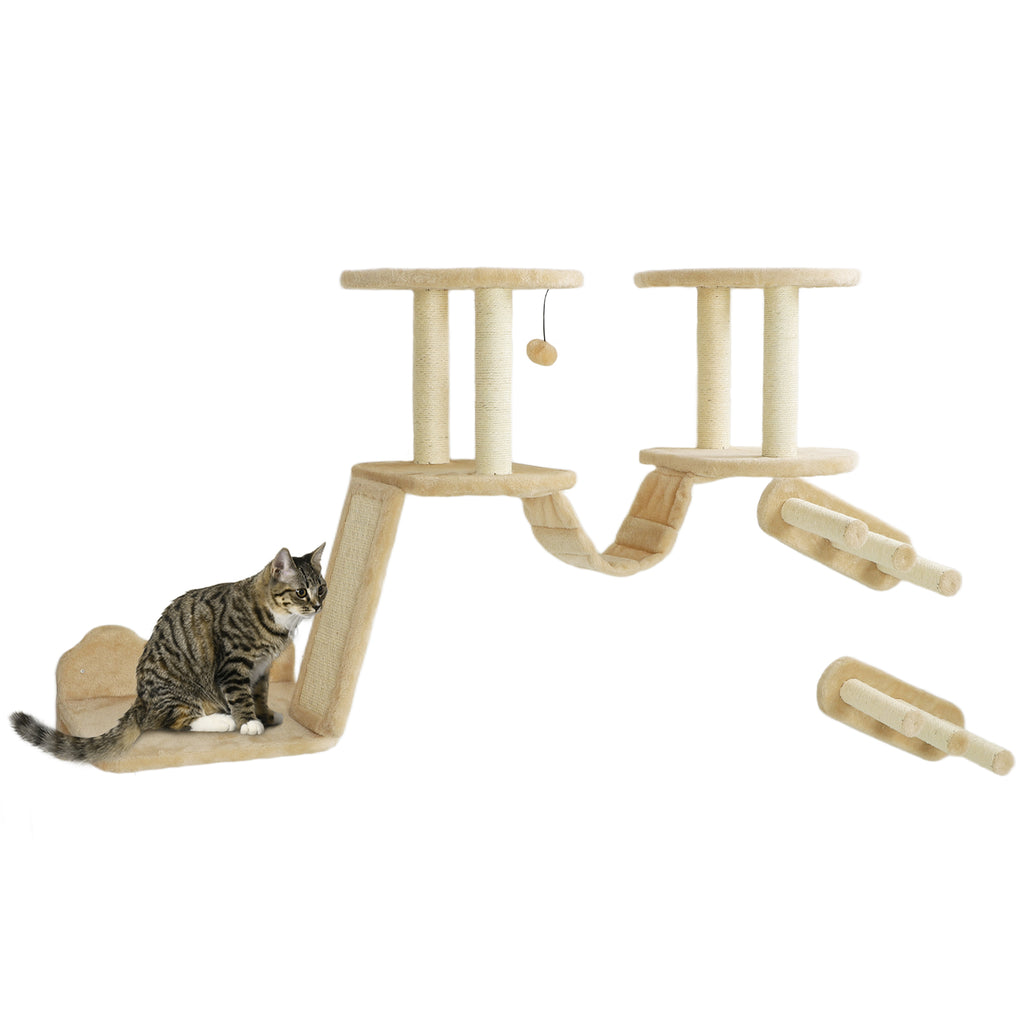Katzentreppen-Set, Wand- und Deckenmontage, für Katzen bis 5 kg, Beige