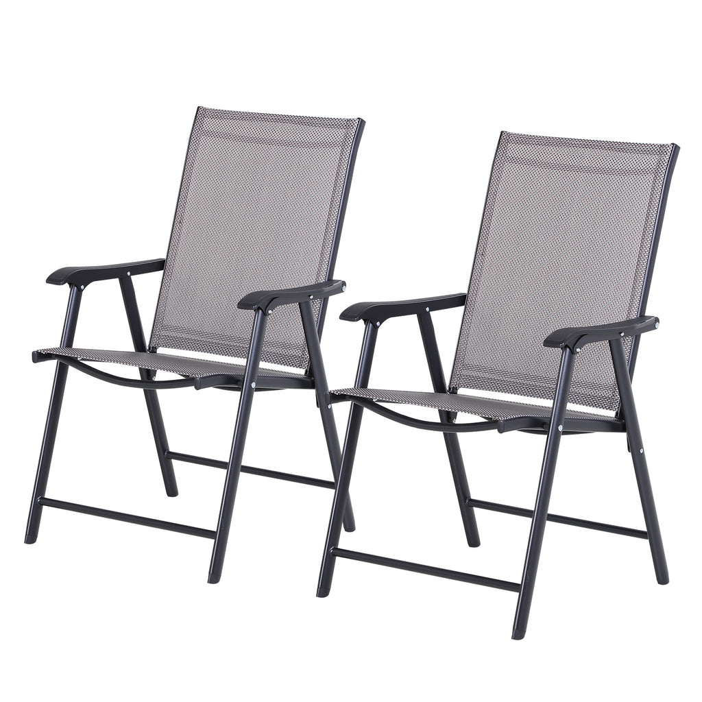 Set of Two Folding Garden Chairs - Grey