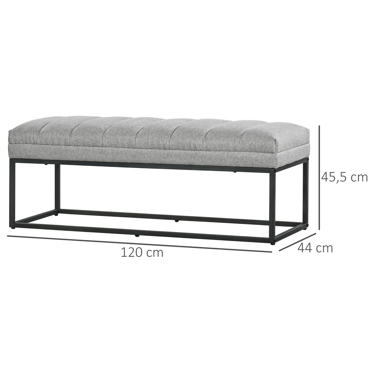 Sitzbank im Industrie-Design, Bettbank, Metallbeine, Rosa + Schwarz