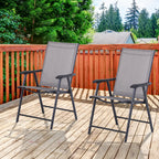 Set of Two Folding Garden Chairs - Grey