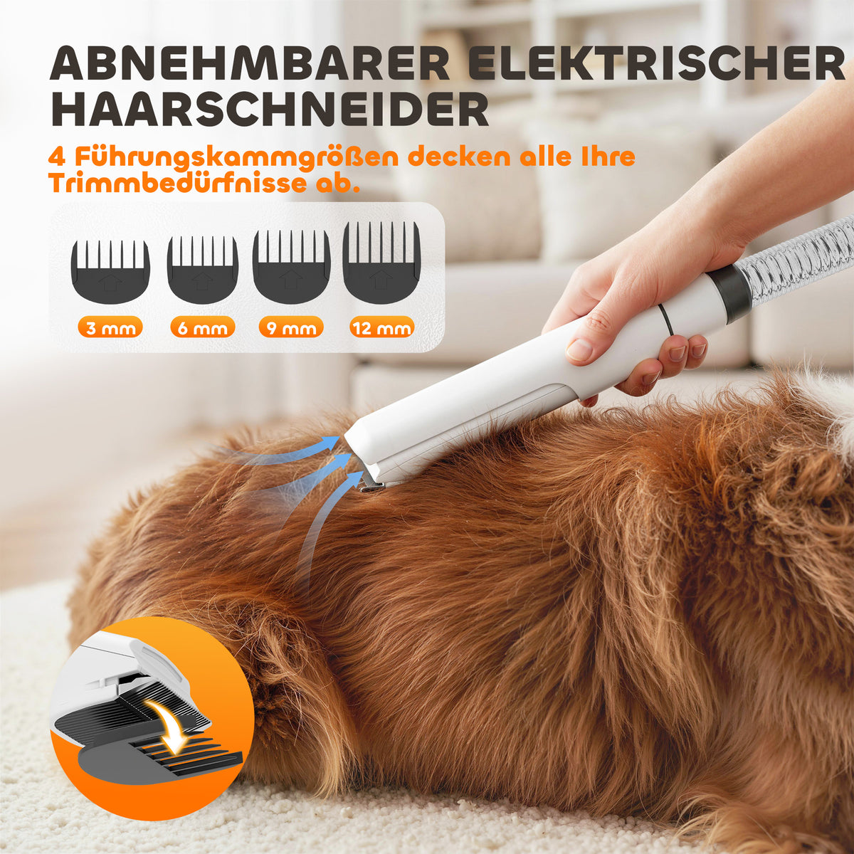 Hundeschermaschine mit Staubsauger Leise Hundehaarschermaschine Weiß