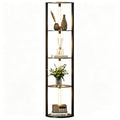 LED Standleuchte, Eckregal, dimmbar, 4 Ablagen, warmweißes Licht, 41x30x164cm, Schwarz