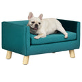Hundesofa Hundebett Hundecouch aus Samt mit Rückenlehne, Holzbeine, Kissen, bis zu 8 kg 64 x 45 x 36 cm Blau