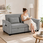 2-Sitzer-Schlafsofa, 4-in-1 L-förmiges Ausziehsofa mit verstellbarer Rückenlehne und Seitentaschen, Grau
