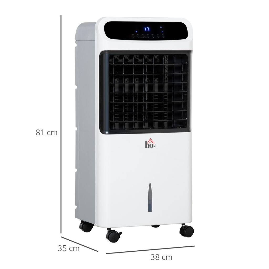 Luftkühler mit Wasserkühlung Fernbedienung 3 Modi, 3 Geschwindigkeiten, 12 Std-Timer, LED-Anzeige, 38x35x81 cm Weiß