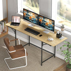 Klappbarer Computertisch mit 2 Ausziehplatten, viel Platz f¨¹r Monitore, Metallbeine, robuste Konstruktion, Eiche+Schwarz