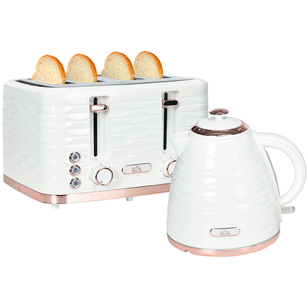 2-in-1 Toaster- und Wasserkocher-Set, 7 Br?unungsstufen, Auftau- und Aufw?rmfunktion, Cremewei?