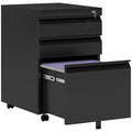 3 Drawer Filling Cabinet, Mobile Metal File Cabinet with Anti-tilt Design for Letter, A4, Legal Size, Black