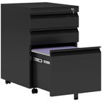3 Drawer Filling Cabinet, Mobile Metal File Cabinet with Anti-tilt Design for Letter, A4, Legal Size, Black