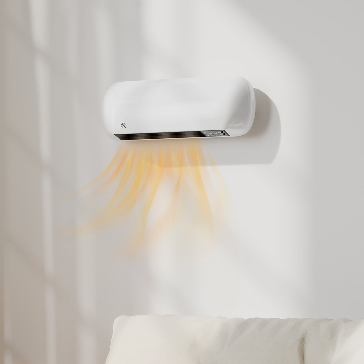 Wand Heizlüfter 2000W Keramik Wandheizgerät mit Ventilator, 2 Leistungsstufen, LED-Display, Thermostat, Weiß