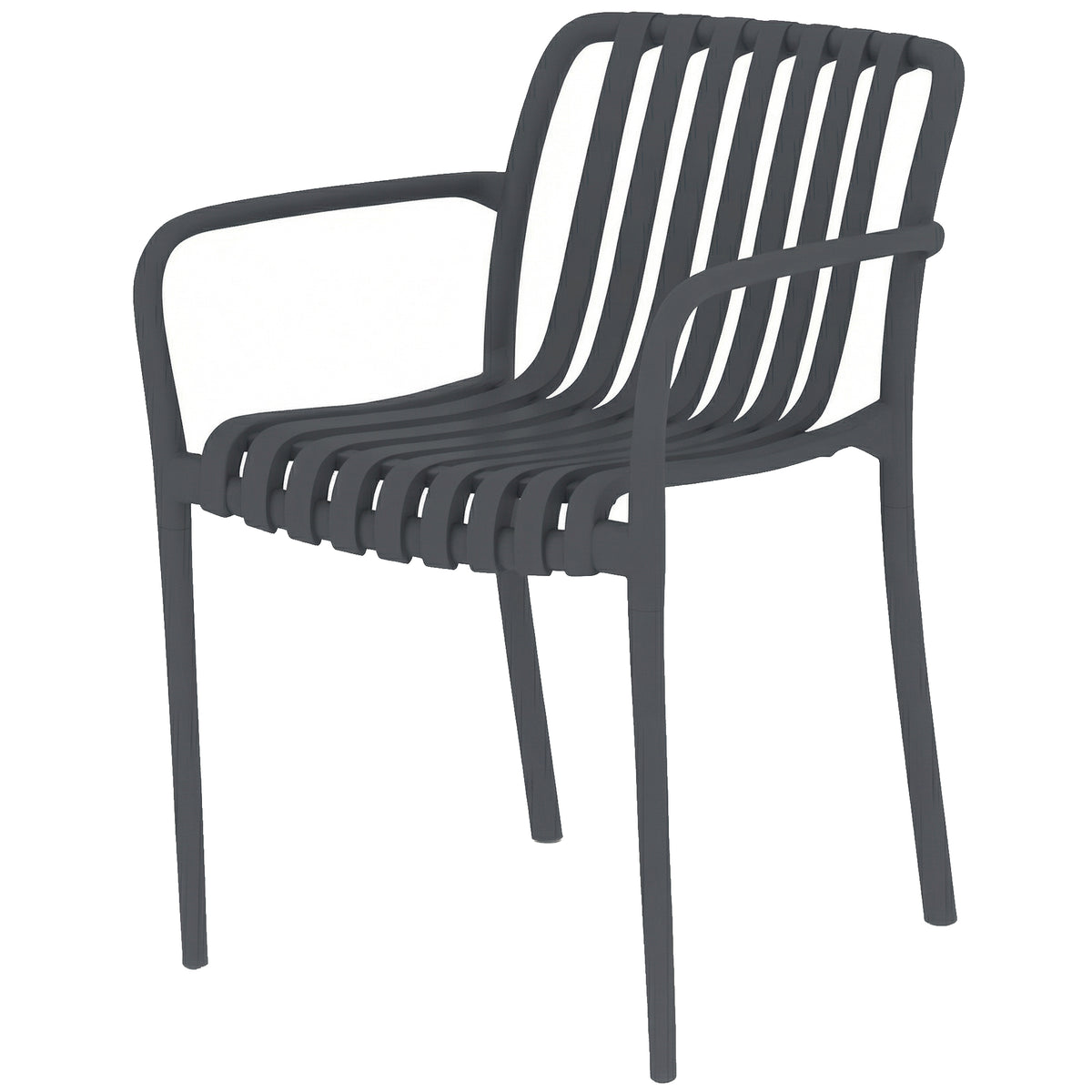 Gartenstühle 4er Set Stapelbare Terrassenstühle mit Lamelldesign Armlehnen, Ergonomisch Dunkelgrau