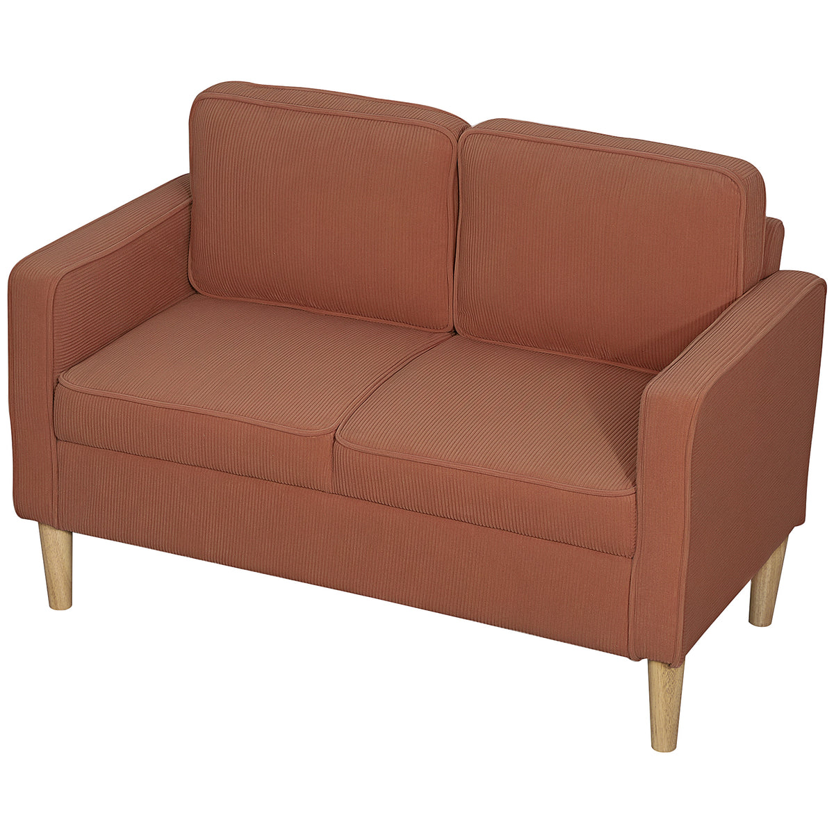 Zweisitzer-Sofa mit Stauraum und soliden Holzbeinen, f¨¹r Wohnzimmer, Schlafzimmer, 117 x 63 x 79 cm, Orange