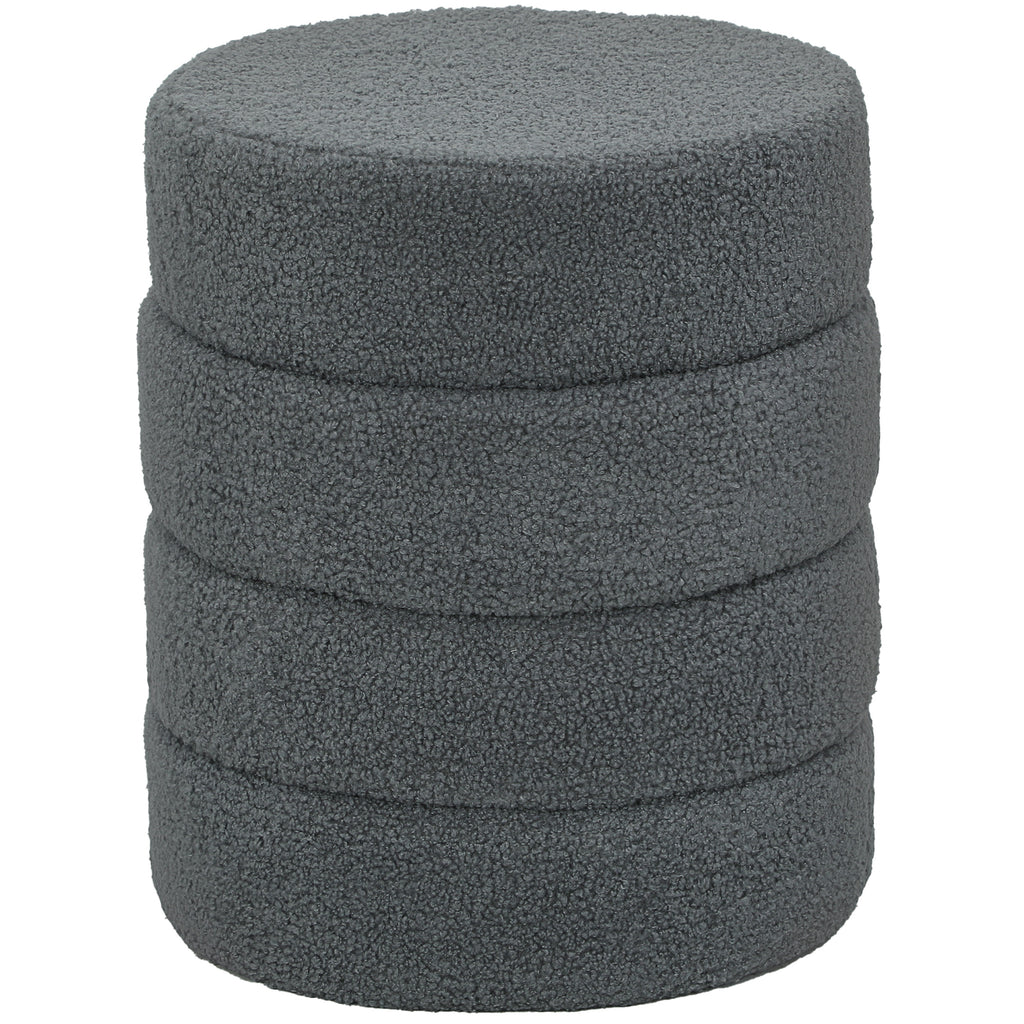 Hocker, rund, Teddyfleece, bis 120kg, ¦µ40x45H cm, Dunkelgrau