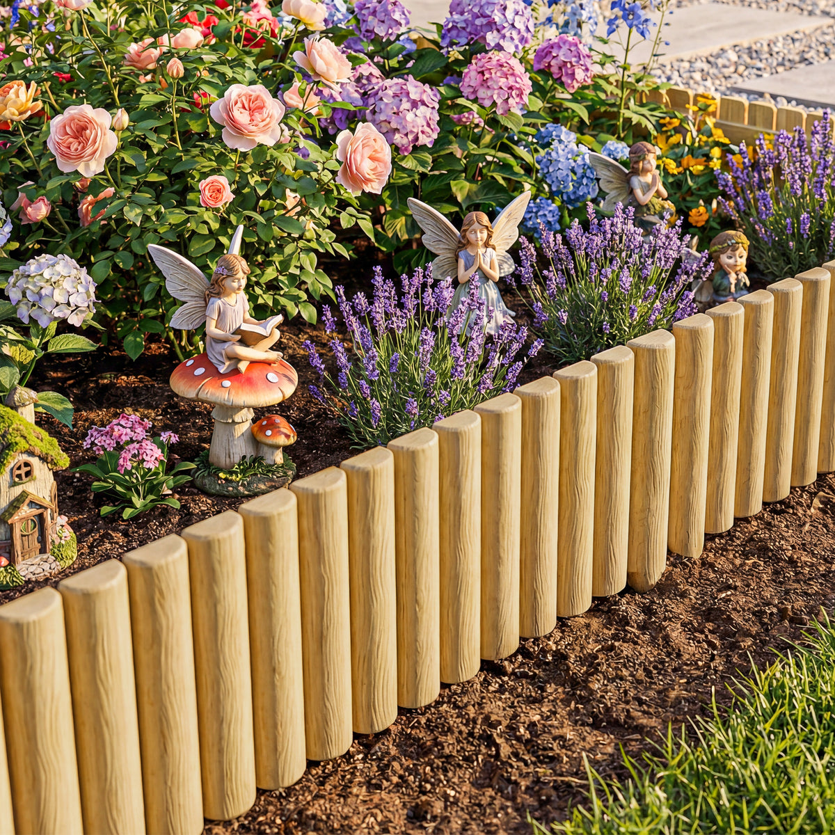 Gartenzaun Zaun aus Holz 176 cm x 30 cm Zaunelemente Hundezaun für Garten Blumenbeete Tierbarriere