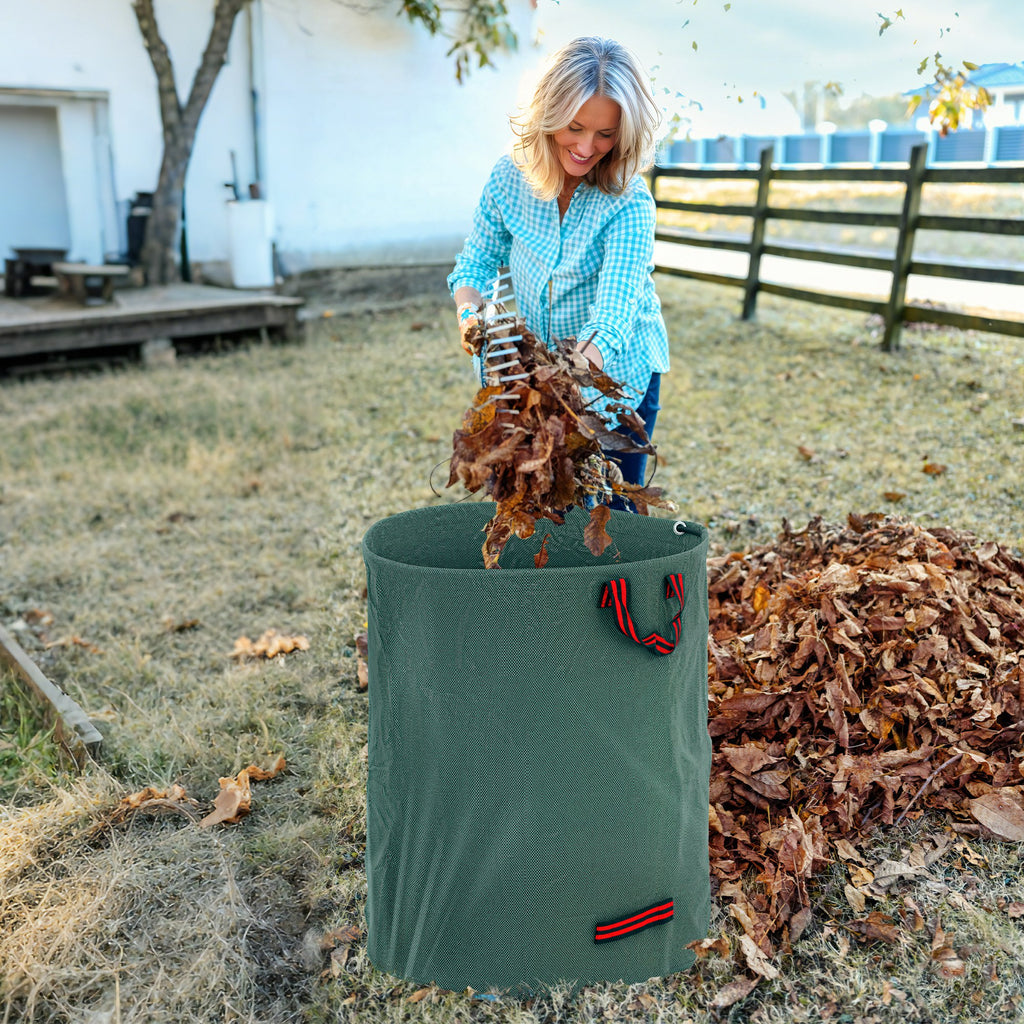 Gartensack 3x300L wasserdicht Gartenabfallsack mit Griffe, stabil Laubsack UV Schutz Gr¨¹n