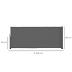 Seitenmarkise ausziehbar blickdicht Sichtschutz mit Wandhalterung Beschichtung 300x140cm Dunkelgrau