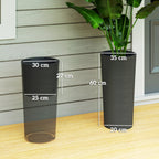 2er Set Blumentopf stapelbar Pflanzkübel mit Löcher 35x35 cm Pflanztöpfe Rund Dunkelgrau
