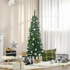 5ft Unlit Artificial Christmas Tree, Pencil Slim Xmas Tree with Solid Stand and Realistic Branches, Green
