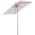 2m Tilting Wooden Pole Parasol - Cream White