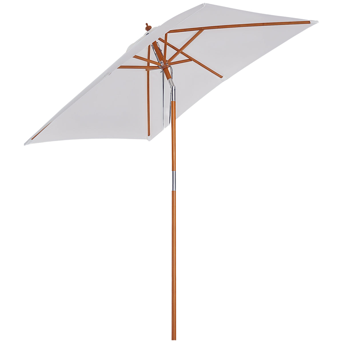 2m Tilting Wooden Pole Parasol - Cream White