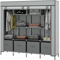 Kleiderschrank Stoffschrank, Türen, 2 Kleiderstangen, 10 Fächer, Grau