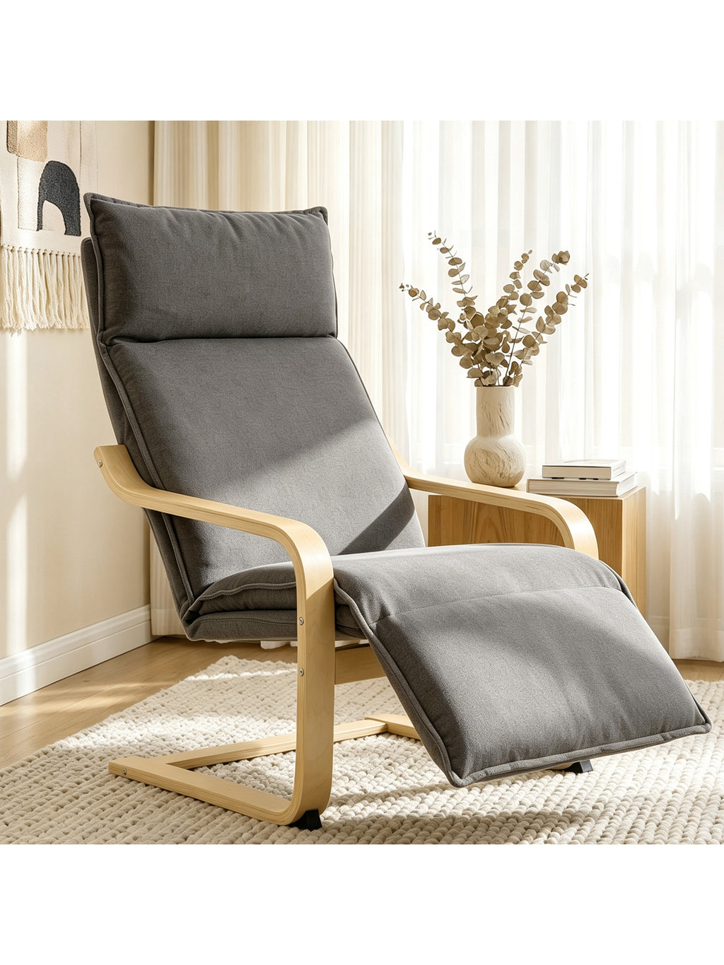 Loungesessel Wohnzimmer Sessel mit Fußstütze Moderner Dunkelgrau