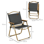 Campingstühle, 2 x Strandstuhl, faltbar, Stahl, Holzoptik, Dunkelgrau