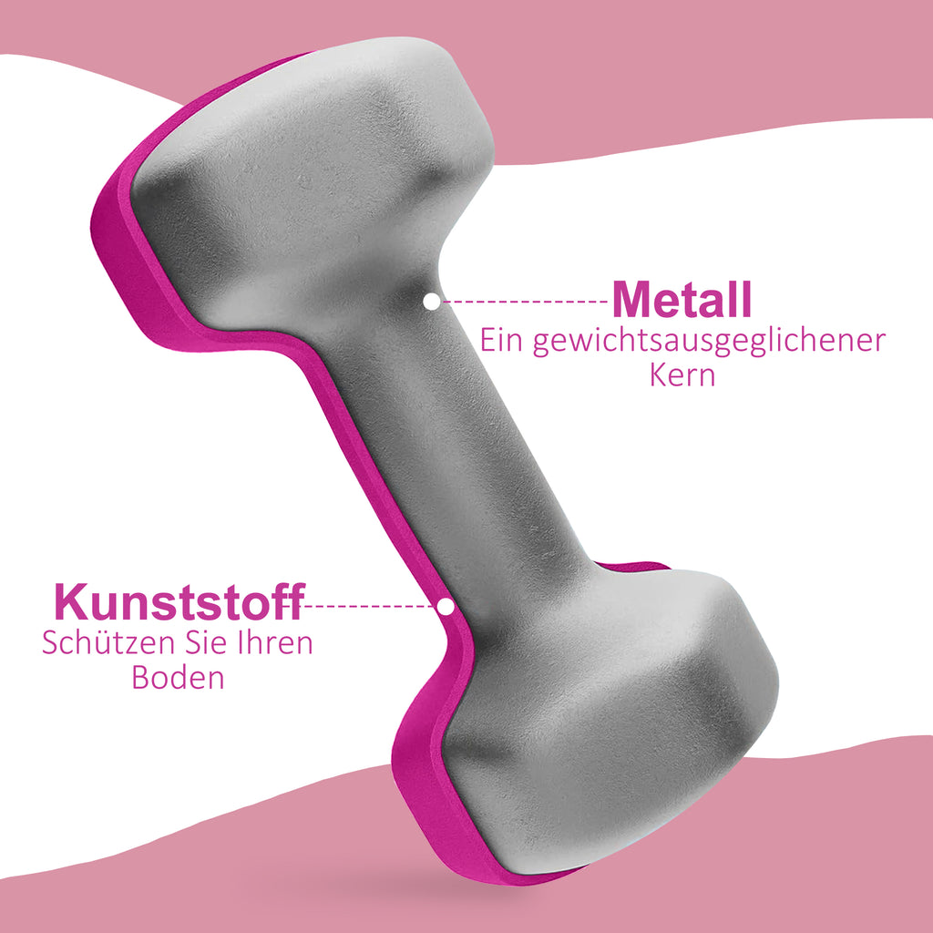 2 x 3kg Hexagonal Dumbbells Weights Set with Non-Slip Grip for Home Gym Workout, Pink
