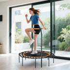 Fitness-Trampolin, Trainingstrampolin mit verstellbarem Haltegriff, stabil und leise, f¨¹r drinnen, Stahl, Orange