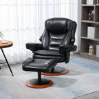 Relaxsessel mit Ottomane, Liegesessel, 360° drehbar, verstellbare Rückenlehen, Schwarz + Braun