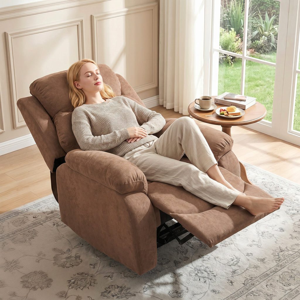 Relaxsessel, Fernsehsessel mit Liegefunktion, Leinenoptik, für Wohnzimmer, Schlafzimmer Dunkelbraun