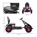 Kids Pedal Go Kart, with Adjustable Seat, Inflatable Tyres - Pink