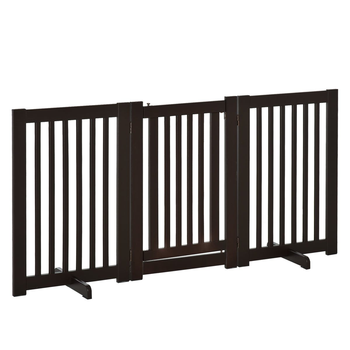 Absperrgitter Hund Freistehendes Verstellbares Schutzgitter mit Füßen 155 x 76 cm Holz Hundegitter Klappbar Treppenschutzgitter für Treppen, Türen, Küche, Flur, 3 Paneelen, Dunkelbraun