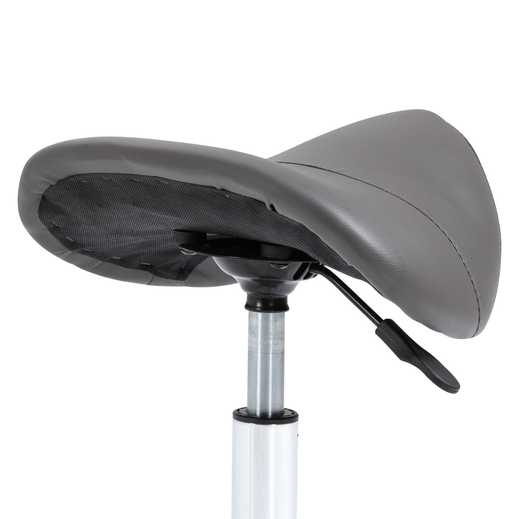 Cosmetic Stool 360° Rotate Height Adjustable Salon Massage Spa Chair Hydraulic Rolling Faux Leather Saddle Stool, Grey