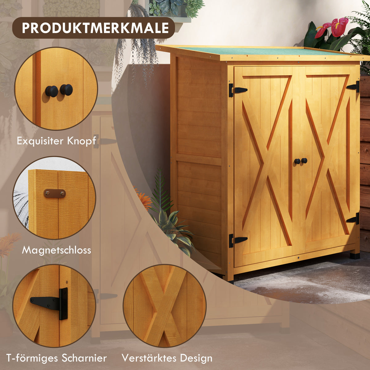 46.5 x 97cm Compact Wooden Storage Shed - Yellow