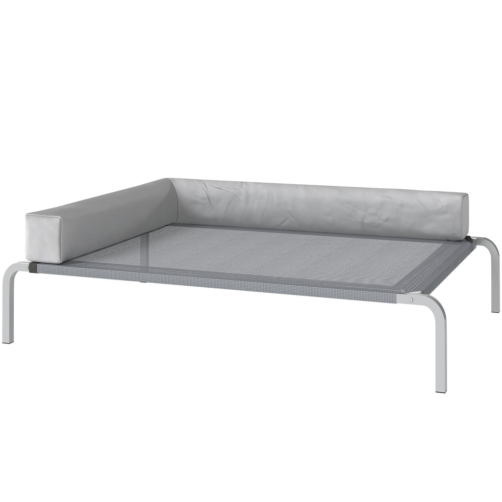 Hundeliege Outdoor, Erh?htes Hundebett f¨¹r Mittelgro?e Hunde, mit L-f?rmige Kissen 110x75x30cm, Hellgrau