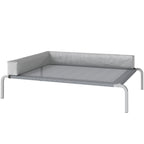 Hundeliege Outdoor, Erh?htes Hundebett f¨¹r Mittelgro?e Hunde, mit L-f?rmige Kissen 110x75x30cm, Hellgrau