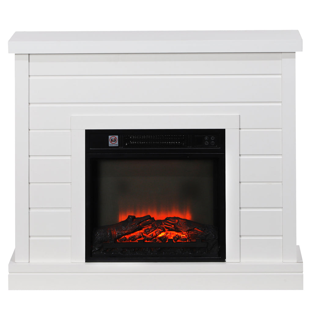Elektro-Kamin, 3D-Flammeneffekt, 3 Einstellungen, Timer, Fernbedienung, Weiß