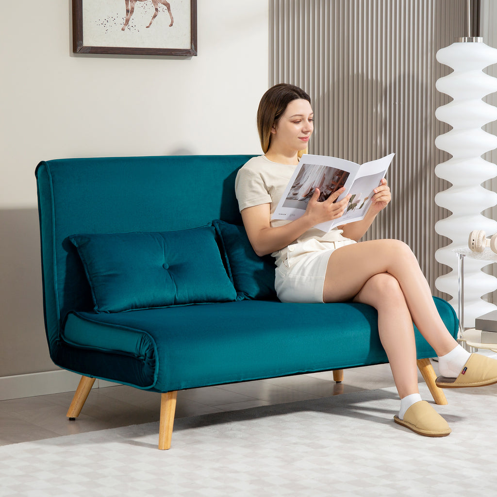 2-Sitzer-Schlafsofa, Bettsofa, in Bett umwandelbare Couch, verstellbare R¨¹ckenlehne, Stoffbezug, Metallrahmen, Gr¨¹n