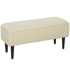 Sitzbank im Vintagedesign, Schuhbank, versteckter Stauraum, Kaschmir-Optik, Beige + Schwarz