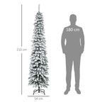 Künstlicher Weihnachtsbaum, schneebedeckt, schmales Design, feuerfest, 210 cm, Grün/Weiß